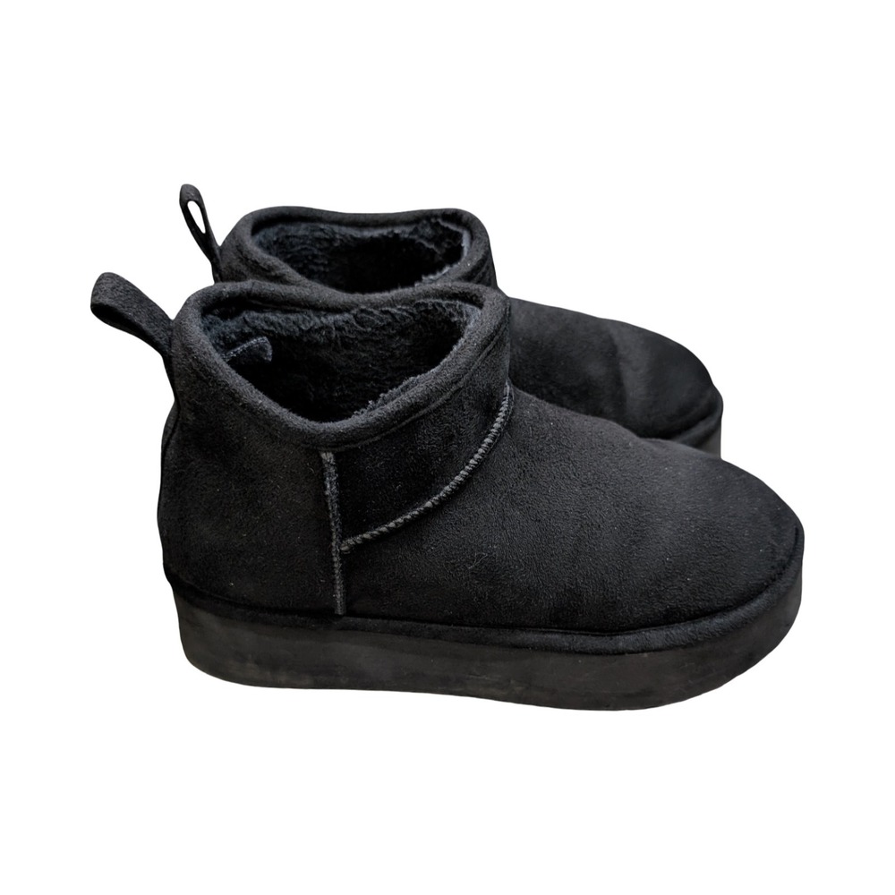 Madden Girl Platform Slippers Black Cozy Mini Boots UGG Tasman Style Size 5.5